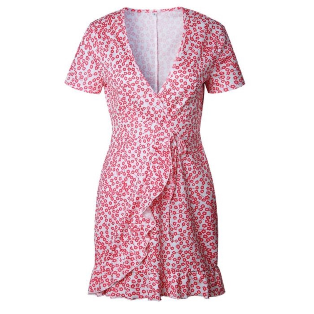 RESTOCK 💋RED FLORAL💋V neck summer short - Dress - Picture 5 of 8